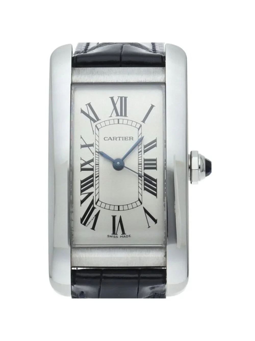 Cartier Tank American MM Watch Wsta SS Leather Silver